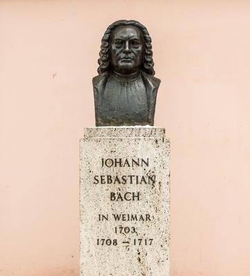 Weimar , 060215 , Stadtansicht Im Bild: Johann Sebastian Bach Statue-stock-foto