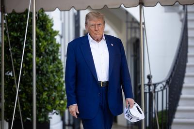 Trump Departs for the NATO Summit-stock-photo