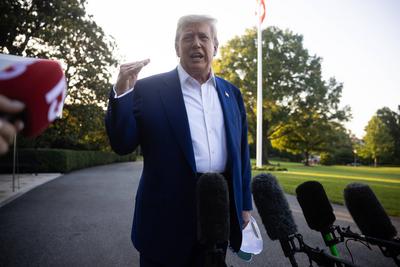 Trump Departs for the NATO Summit-stock-photo
