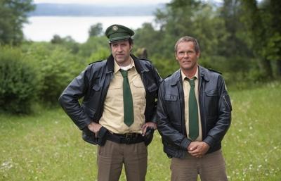 Christian Tramitz, 65. Geburtstag am 29. Juli Helmfried von L?ttichau (l., als Polizist Johannes Staller) und Christian-stock-foto