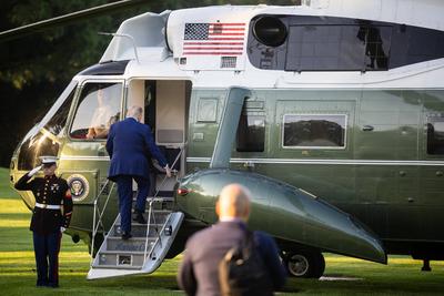 Trump Departs for the NATO Summit-stock-photo