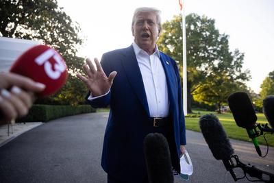 Trump Departs for the NATO Summit-stock-photo