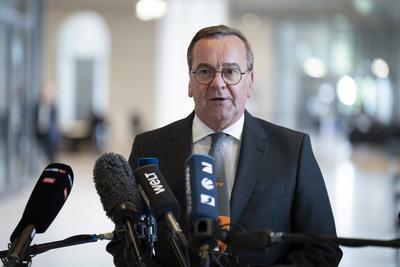 Bundestag, Pressestatement, Bundesverteidigungsminister, Boris Pistorius-stock-foto