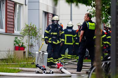 GER, Feuer/Brand in einer Fluechtlingsunterkunft in Hamburg-Volksdorf, 24.06.2025-stock-foto
