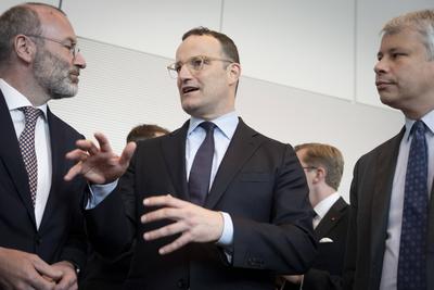 Bundestagsfraktion, CDU/CSU, Jens Spahn, Steffen Bilger, Manfred Weber, MdEP-stock-photo