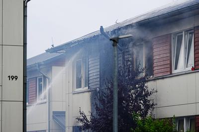 GER, Feuer/Brand in einer Fluechtlingsunterkunft in Hamburg-Volksdorf, 24.06.2025-stock-foto