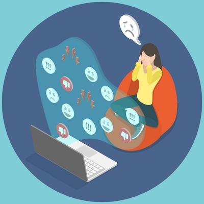 3D Isometric Flat Vector Illustration of Cyber Bullying And Violence-stock-foto