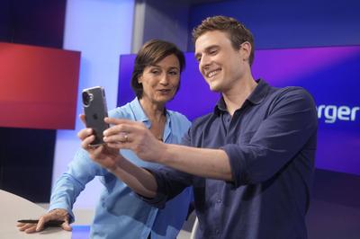 Sandra Maischberger, Constantin Schreiber-stock-foto