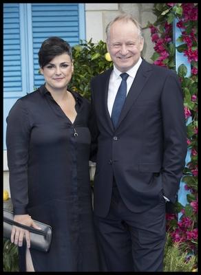16 07 2018 London United Kingdom Stellan Skarsgard and wife arriving at the Mamma Mia Here We-stock-photo