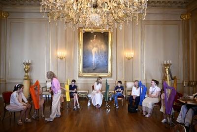 Princess Elisabeth of Belgium welcomes young patients at the Royal Palace-stock-foto