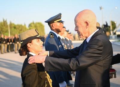 Tunisian President Kais Saied presides over the graduation ceremony of the 55th batch of the three military academies-stock-foto