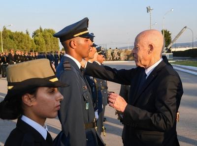 Tunisian President Kais Saied presides over the graduation ceremony of the 55th batch of the three military academies-stock-foto