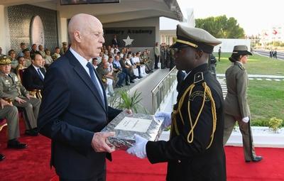 Tunisian President Kais Saied presides over the graduation ceremony of the 55th batch of the three military academies-stock-foto