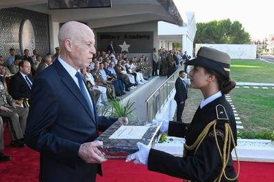 Tunisian President Kais Saied presides over the graduation ceremony of the 55th batch of the three military academies-stock-foto