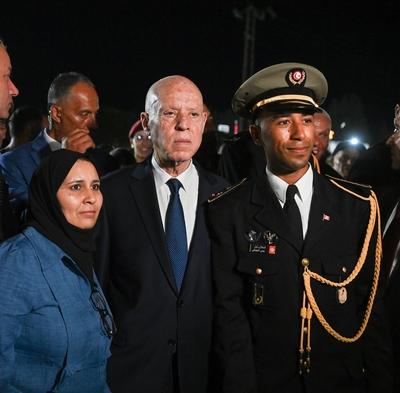Tunisian President Kais Saied presides over the graduation ceremony of the 55th batch of the three military academies-stock-foto