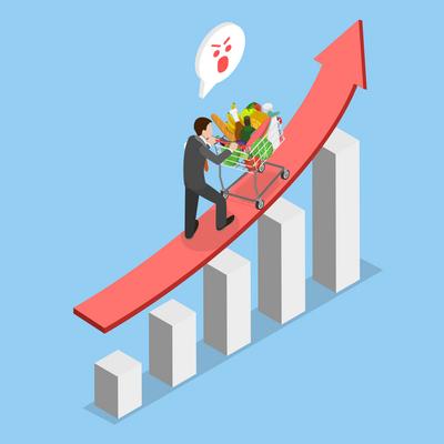 3D Isometric Flat Vector Illustration of Rising Food Prices-stock-foto