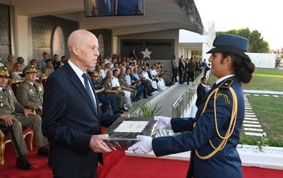 Tunisian President Kais Saied presides over the graduation ceremony of the 55th batch of the three military academies-stock-foto