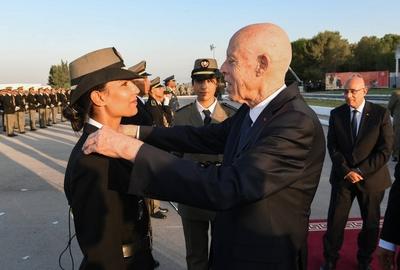 Tunisian President Kais Saied presides over the graduation ceremony of the 55th batch of the three military academies-stock-foto
