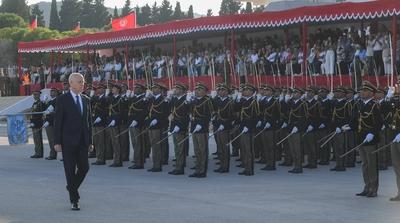 Tunisian President Kais Saied presides over the graduation ceremony of the 55th batch of the three military academies-stock-foto