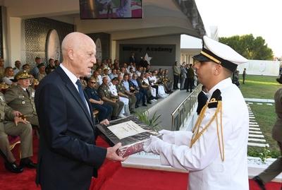 Tunisian President Kais Saied presides over the graduation ceremony of the 55th batch of the three military academies-stock-foto