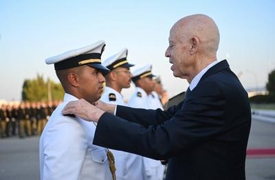 Tunisian President Kais Saied presides over the graduation ceremony of the 55th batch of the three military academies-stock-foto