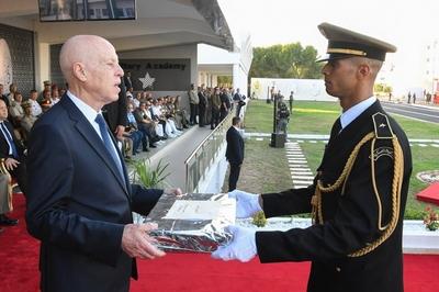 Tunisian President Kais Saied presides over the graduation ceremony of the 55th batch of the three military academies-stock-foto