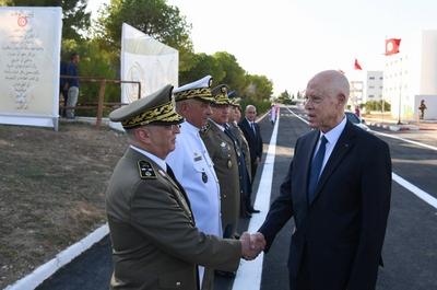 Tunisian President Kais Saied presides over the graduation ceremony of the 55th batch of the three military academies-stock-foto