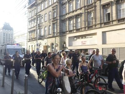 Hungarians and lgbt supporters protest hungary's new anti lgbt+ law in front of parliament.-stock-photo