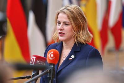 Br?ssel, Belgien, 26.06.2025: Europa-Geb?ude: Europ?ischer Rat: Evika Silina, Ministerpr?sidentin von Lettland *** Bruss-stock-photo