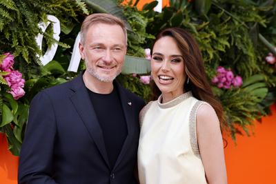 Christian Lindner und Franca Lehfeldt-stock-foto