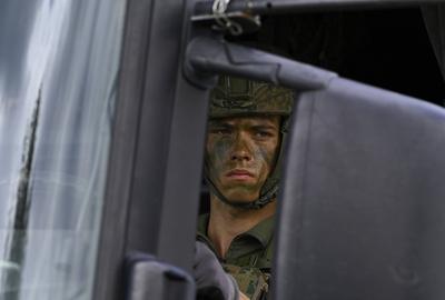 Beim Grand Crossing 2025 sind Soldatinnen und Soldaten aus Deutschland,Gro?britanien,Italien und den Niederlanden im Ein-stock-foto