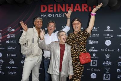 Marcell Damaschke, Arno Funke, Barbara Sch?ne und Julian F. M. Stoeckel zu Gast bei der Eroeffnung VIP Opening des neuen Deinhard Salons am 28.Juni 2025 in Berlin *** Marcell Damaschke, Arno Funke, Barbara Sch?ne and Julian F M Stoeckel as guests at the VIP opening of the new Deinhard Salon on June 28, 2025 in Berlin-stock-foto