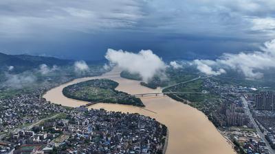 Flood in Congjiang-stock-foto