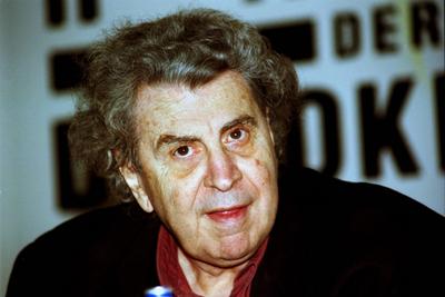 MIKIS THEODORAKIS griechischer Komponist, Liedermacher, Saenger, Politiker im Mai 1997 in Berlin *** MIKIS THEODORAKIS-stock-foto