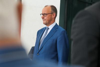 Bundeskanzler Merz empf?ngt den Oesterreichischen Bundeskanzler Stocker-stock-foto
