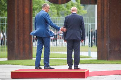 Bundeskanzler Merz empf?ngt den Oesterreichischen Bundeskanzler Stocker-stock-foto