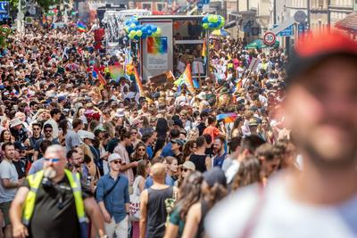 CSD 2025, gro?e Politparade, hier in der Fraunhoferstra?e, H?hepunkt der Pride Weeks, M?nchen, 28. Juni 2025-stock-foto