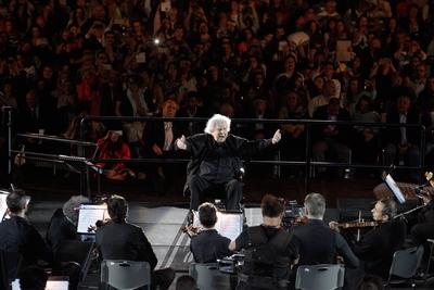 Mikis Theodorakis, 95. Geburtstag am 29. Juli Mikis Theodorakis ist ein griechischer Komponist, Schriftsteller und Polit-stock-foto