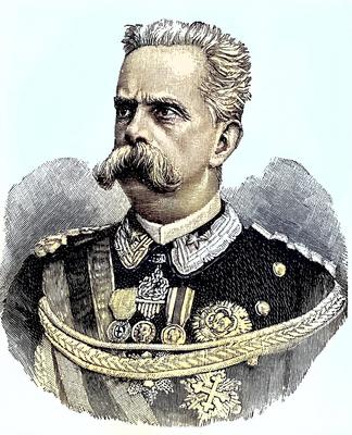 Umberto I., vollst?ndiger Name Umberto Rainerio Carlo Emanuele Giovanni Maria Ferdinando Eugenio di Savoia, 14. M?rz 184-stock-foto