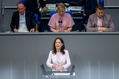 Letzte Rede Annalena Baerbock-stock-foto