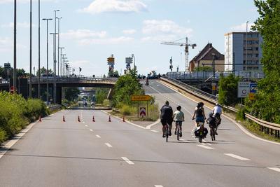 Fahrraddemonstration NORIS BIKING auf dem Frankenschnellweg, N?rnberg, 28.06.2025-stock-photo