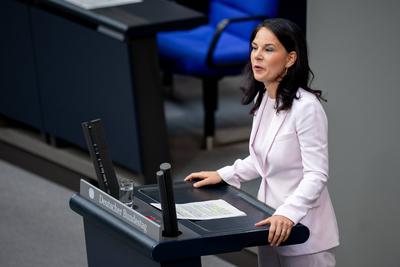 Letzte Rede Annalena Baerbock-stock-foto