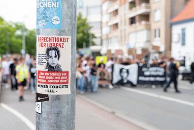 Gerechtigkeit fuer Lorenz, Demonstration in Oldenburg, Buendnis Gerechtigkeit fuer Lorenz, 20.06.2025-stock-foto
