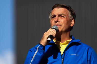 Former Brazilian president Jair Bolsonaro (PL) during a march called "Justice Now in Sao Paulo-stock-foto