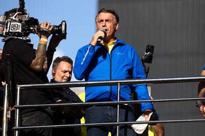 Former Brazilian president Jair Bolsonaro (PL) during a march called "Justice Now in Sao Paulo-stock-foto