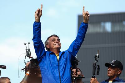 Former Brazilian president Jair Bolsonaro (PL) during a march called "Justice Now in Sao Paulo-stock-foto