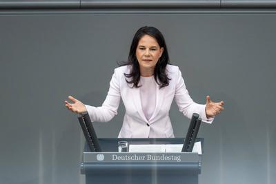 Letzte Rede Annalena Baerbock-stock-foto