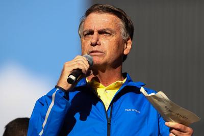Former Brazilian president Jair Bolsonaro (PL) during a march called "Justice Now in Sao Paulo-stock-foto
