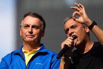 Former Brazilian president Jair Bolsonaro (PL) during a march called "Justice Now in Sao Paulo-stock-foto