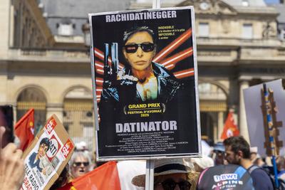 Demonstration to protest against the proposed reform of public broadcasting-stock-photo